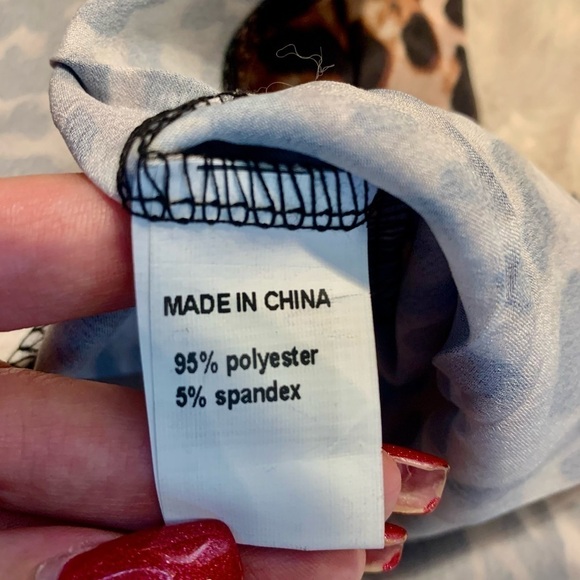 NWT Satin Tank Small OrderPlus Leopard Animal Print Black Brown Beige Keyhole - Picture 12 of 16